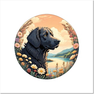 Flat Coated Retriever Sunset Posters and Art